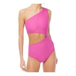 Nwot J.CREW SWIMSUIT CUTOUT ONE-SHOULDER WOMEN’S ONE-PIECE PINK 